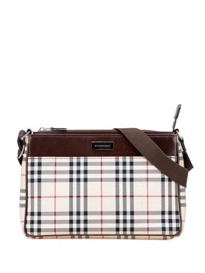 Pre-owned Burberry 2000-2017 House Check Canvas Crossbody Bag In Brown
