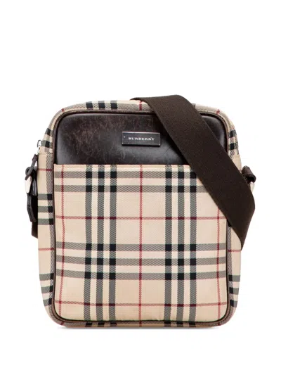 Pre-owned Burberry 2000-2017 House Check Canvas Crossbody Bag In Brown