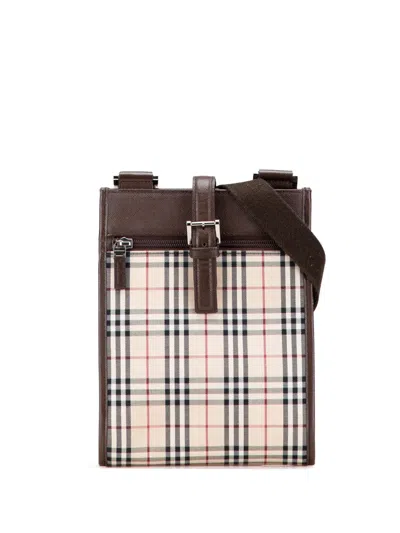 Pre-owned Burberry 2000-2017 House Check Canvas Crossbody Bag In Brown