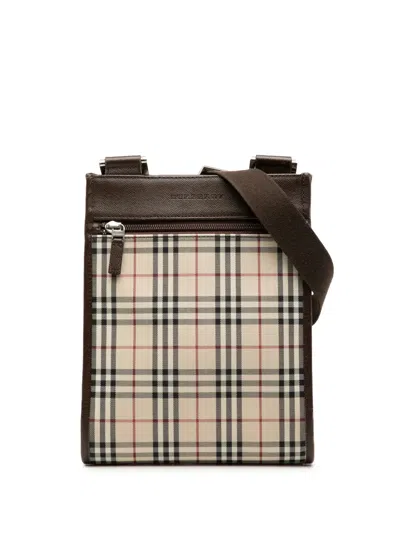Pre-owned Burberry 2000-2017 House Check Canvas Crossbody Bag In Brown