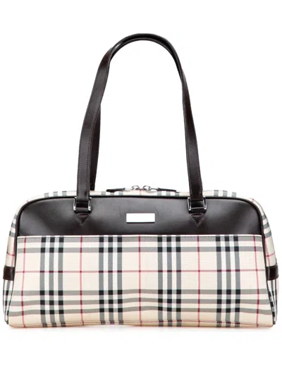 Pre-owned Burberry 2000-2017 House Check Canvas Handbag In Brown
