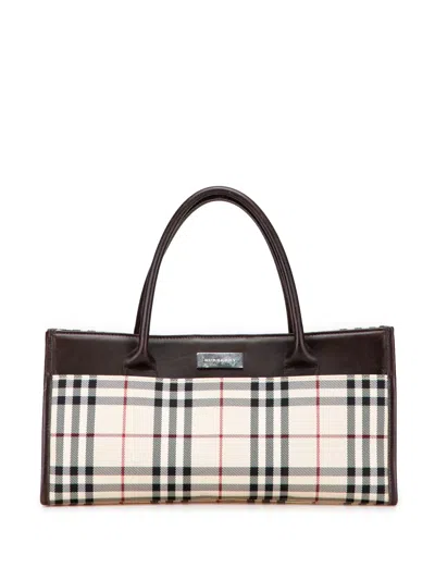 Pre-owned Burberry 2000-2017 House Check Canvas Handbag In Brown