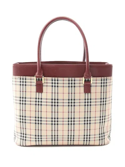 Pre-owned Burberry 2000-2017 House Check Canvas Handbag In Brown