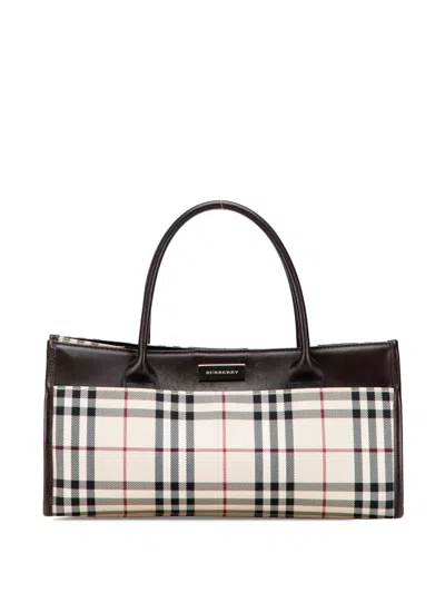 Pre-owned Burberry 2000-2017 House Check Canvas Handbag In Brown