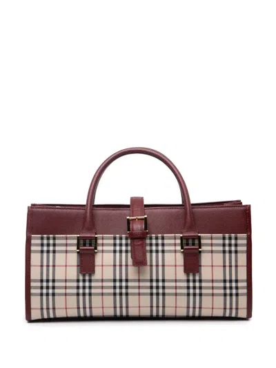 Pre-owned Burberry 2000-2017 House Check Canvas Handbag In Brown