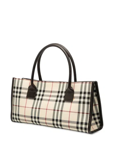 Pre-owned Burberry 2000-2017 House Check Canvas Handbag In Brown