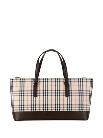 Pre-owned Burberry 2000-2017 House Check Canvas Handbag In Brown
