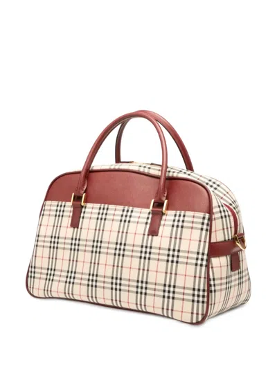 Pre-owned Burberry 2000-2017 House Check Canvas Satchel In Brown