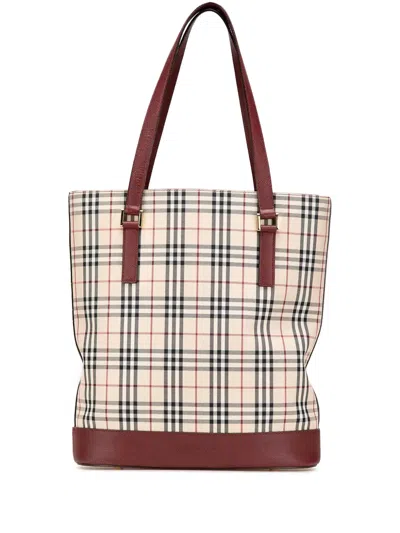Pre-owned Burberry 2000-2017 House Check Canvas Tote Bag