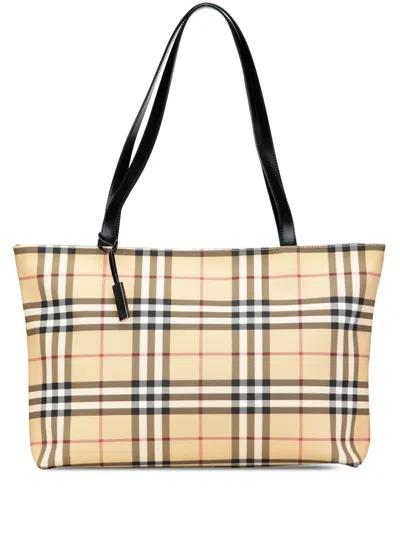 Pre-owned Burberry 2000-2017 House Check Coated Canvas Tote Bag