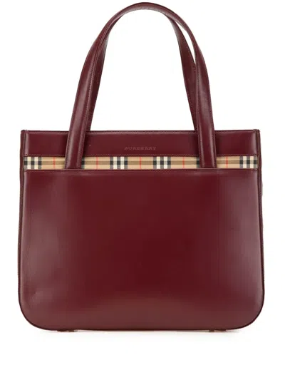 Pre-owned Burberry 2000-2017 House Check Trimmed Leather Handbag