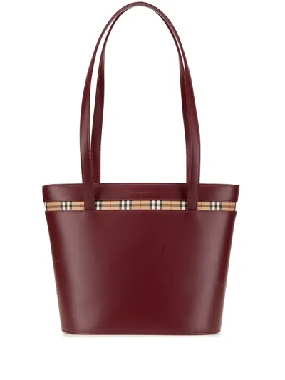 Pre-owned Burberry 2000-2017 House Check Trimmed Leather Tote Bag