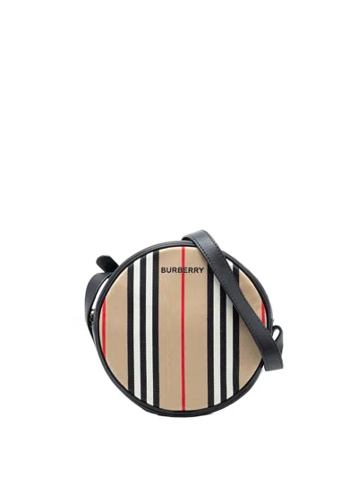 Pre-owned Burberry 2000-2017 Icon Stripe Canvas Louise Crossbody Bag In Brown