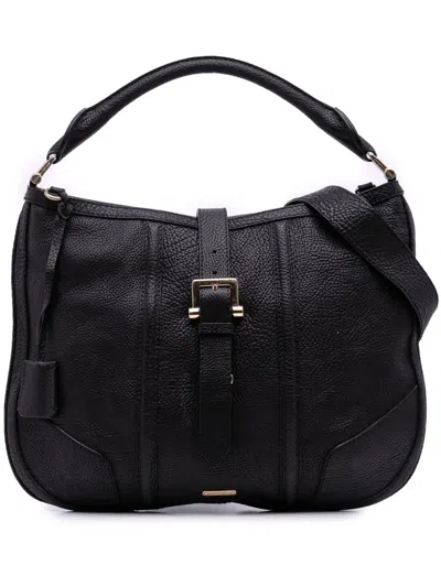 Pre-owned Burberry 2000-2017 Leather Bartow Satchel In Black