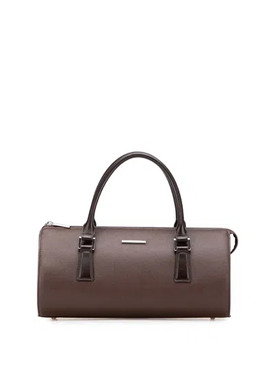 Pre-owned Burberry 2000-2017 Leather Boston Bag In Brown