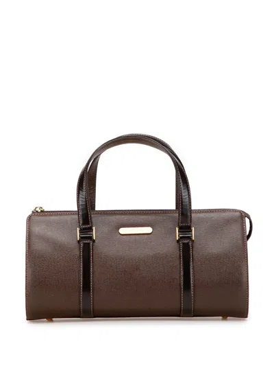 Pre-owned Burberry 2000-2017 Leather Boston Bag In Brown