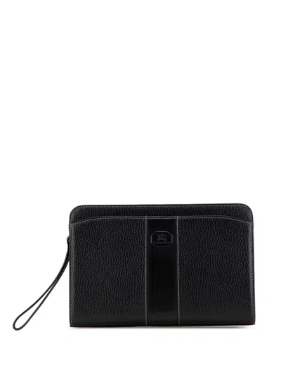 Pre-owned Burberry 2000-2017 Leather Clutch Bag In Black