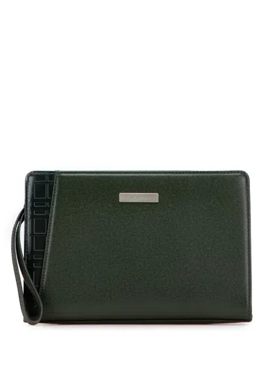 Pre-owned Burberry 2000-2017 Leather Clutch Bag In Green