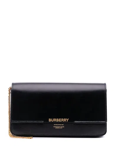 Pre-owned Burberry 2000-2017 Leather Grace Clutch Bag In Black