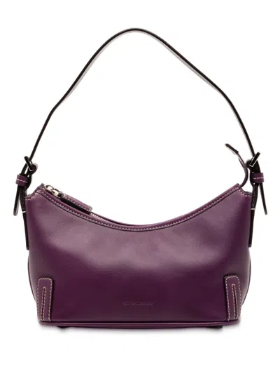 Pre-owned Burberry 2000-2017 Leather Shoulder Bag In Purple