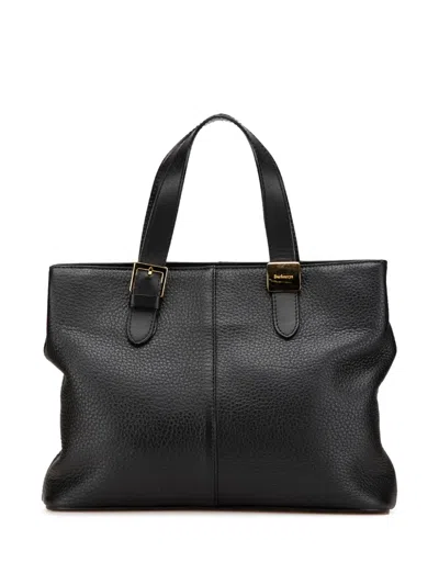 Pre-owned Burberry 2000-2017 Leather Tote Bag In Black