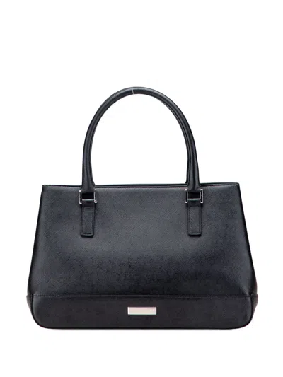 Pre-owned Burberry 2000-2017 Leather Tote Bag In Black