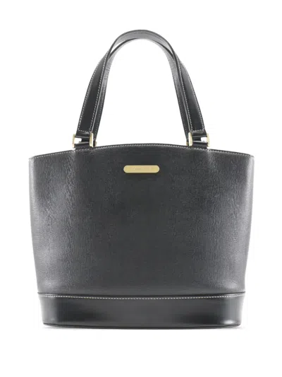 Pre-owned Burberry 2000-2017 Leather Tote Bag In Black
