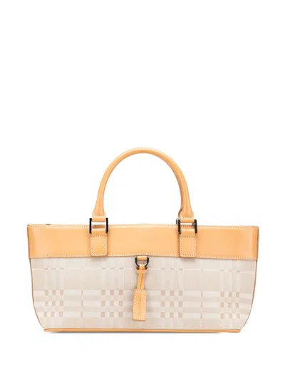 Pre-owned Burberry 2000-2017 Leather Trimmed Canvas Handbag