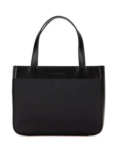 Pre-owned Burberry 2000-2017 Leather Trimmed Nylon Handbag In Black