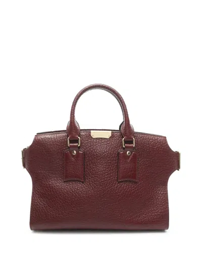 Pre-owned Burberry 2000-2017 Medium Grained Leather Clifton Satchel In Red