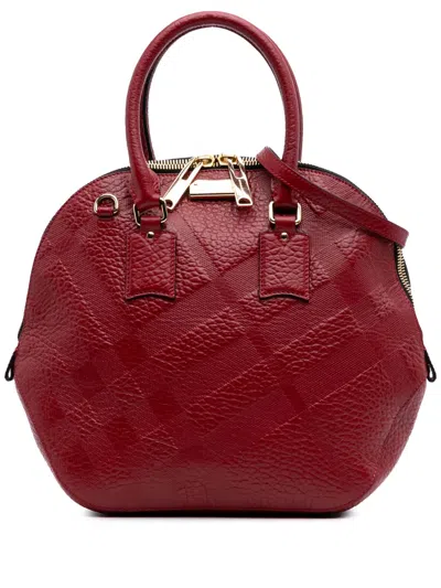 Pre-owned Burberry 2000-2017 Medium Heritage Grain Check Embossed Orchard Bowling Bag Satchel