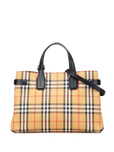 Pre-owned Burberry 2000-2017 Medium House Check Canvas Banner Satchel