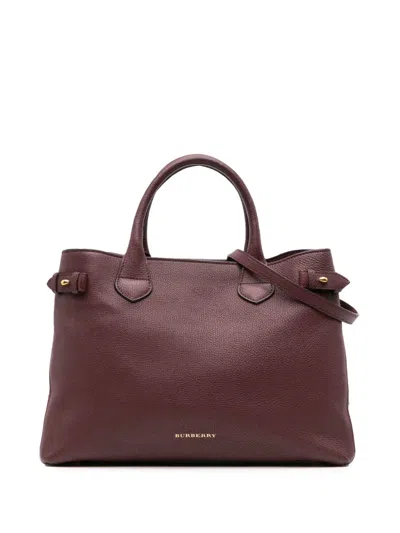 Pre-owned Burberry 2000-2017 Medium Leather And House Check Banner Satchel