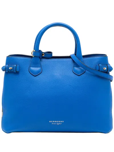 Pre-owned Burberry 2000-2017 Medium Leather And House Check Banner Satchel In Brown