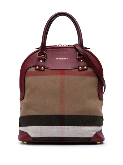Pre-owned Burberry 2000-2017 Medium Mega Check Canvas Bloomsbury Saddle Satchel