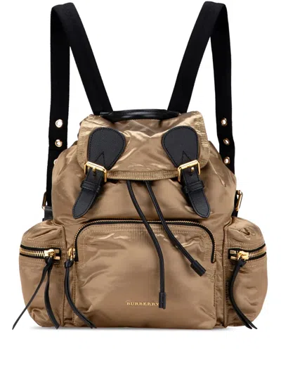 Pre-owned Burberry 2000-2017 Medium Nylon Runway Backpack In Gold