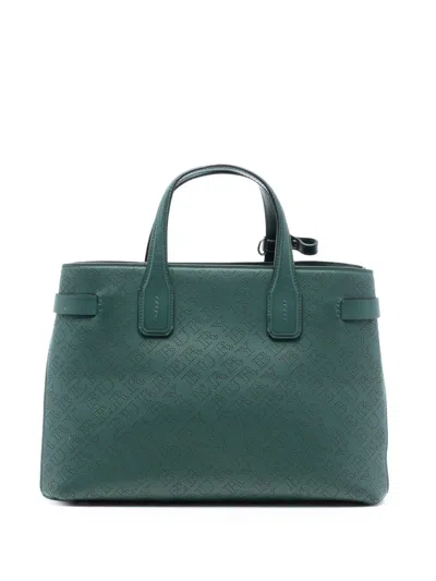 Pre-owned Burberry 2000-2017 Medium Perforated Leather Banner Satchel In Green