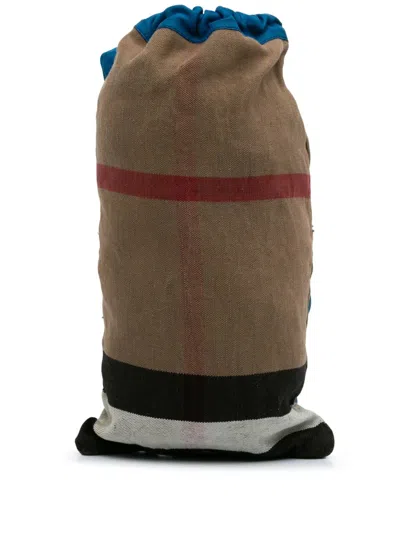 Pre-owned Burberry 2000-2017 Mega Check Canvas Drawstring Sling Bag Crossbody Bag