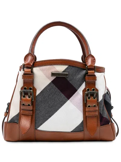 Pre-owned Burberry 2000-2017 Mega Check Canvas Marston Tote Bag In Brown