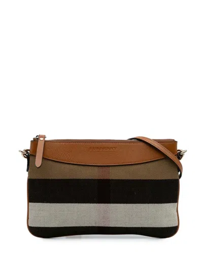 Pre-owned Burberry 2000-2017 Mega Check Canvas Peyton Crossbody Bag