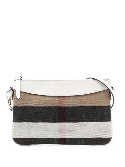 Pre-owned Burberry 2000-2017 Mega Check Canvas Peyton Crossbody Bag In Brown