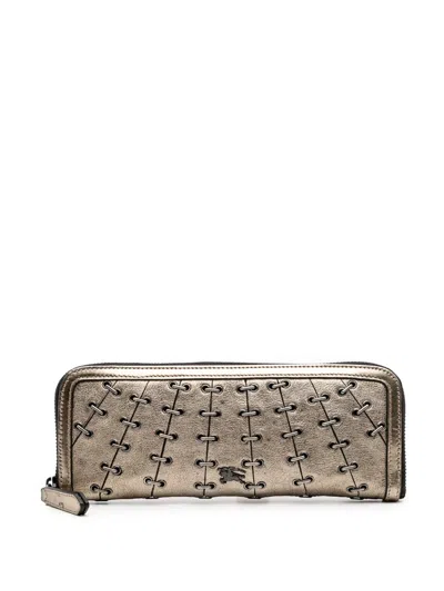 Pre-owned Burberry 2000-2017 Metallic Leather Clutch Bag In Gold