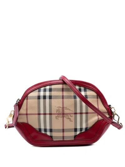 Pre-owned Burberry 2000-2017 Mini Haymarket Check Coated Canvas Orchard Crossbody Bag In Brown