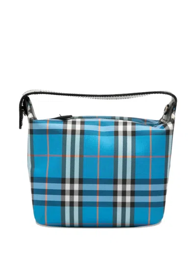 Pre-owned Burberry 2000-2017 Mini House Check Canvas Handbag In Blue