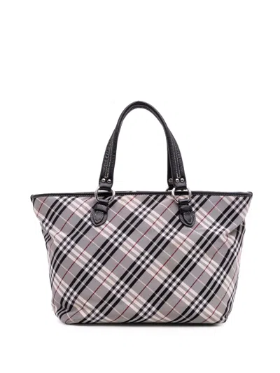 Pre-owned Burberry 2000-2017 Nova Check Canvas Tote Bag In Gray