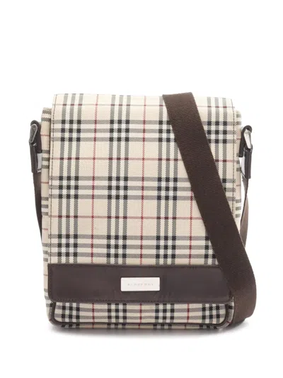 Pre-owned Burberry 2000-2017 Nova Check Coated Canvas Crossbody Bag In Black