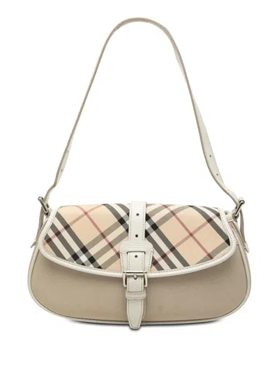 Pre-owned Burberry 2000-2017 Nova Check Trimmed Canvas Shoulder Bag In Brown