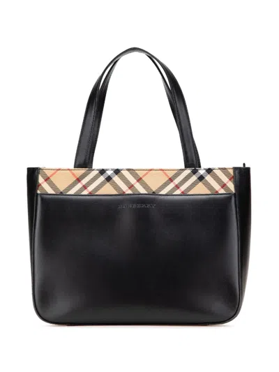 Pre-owned Burberry 2000-2017 Nova Check Trimmed Leather Handbag