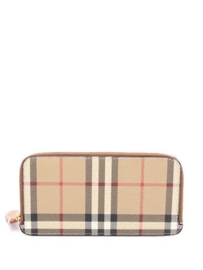 Pre-owned Burberry 2000-2017 Nova Check Wallet Long Wallets In Brown