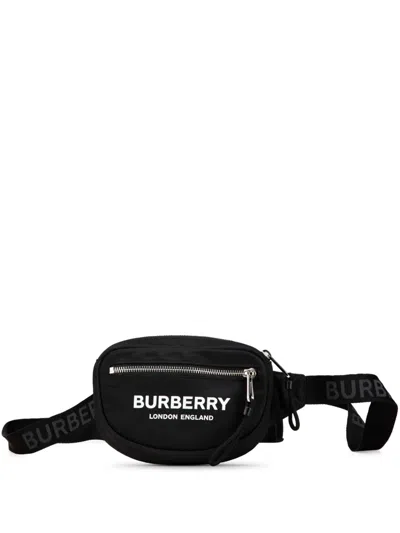 Pre-owned Burberry 2000-2017 Nylon Logo Cannon Belt Bag In Black